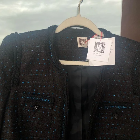 Anne Klein Black and Blue tweed blazer - Picture 2 of 12